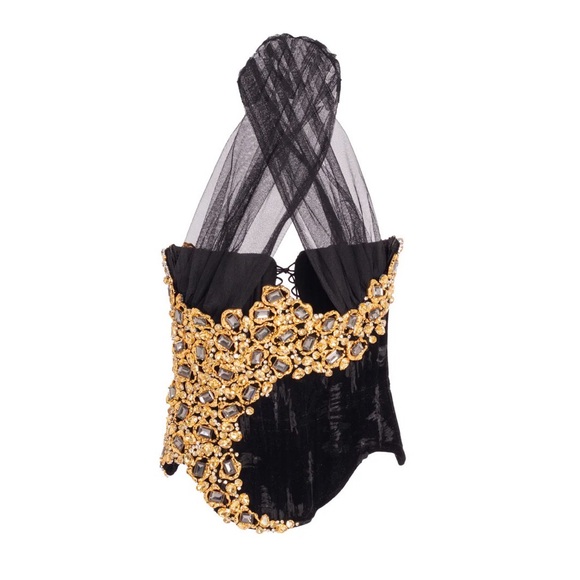 Albina Dyla Tops - Elegant Black and Gold Embellished Women's Blouse